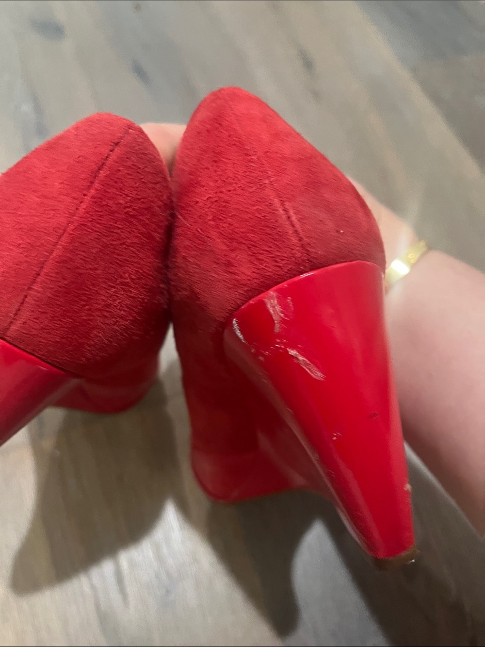 Franco Sarto Red Patent Peep-Toe Heels - Picture 5 of 6